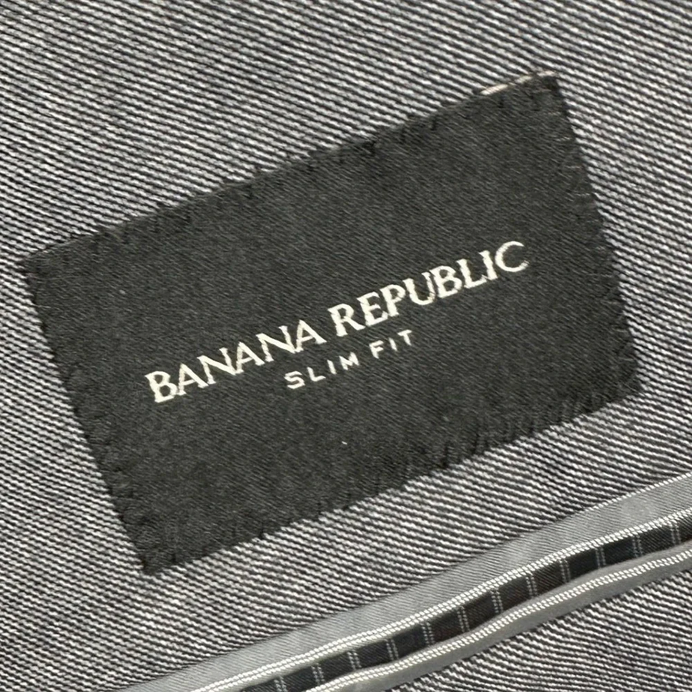 Banana Republic Wool Blazer Mens 42R Grey Tessuto Marzotto Slim Fit Sport Coat